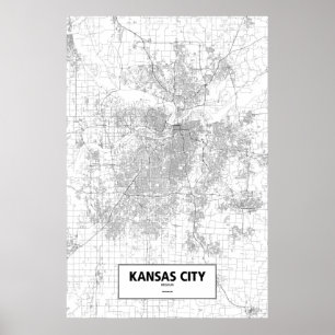 Póster Kansas City, Missouri (negro sobre blanco)