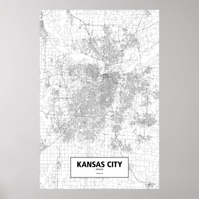 Póster Kansas City, Missouri (negro sobre blanco) (Frente)