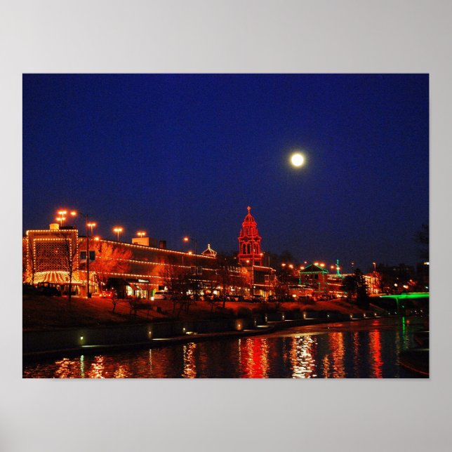 Póster Kansas City Plaza se ilumina bajo una luna llena (Frente)