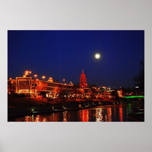 Póster Kansas City Plaza se ilumina bajo una luna llena (Frente)
