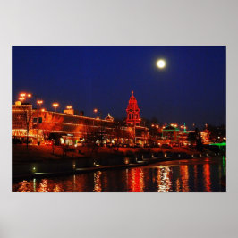 Póster Kansas City Plaza se ilumina bajo una luna llena