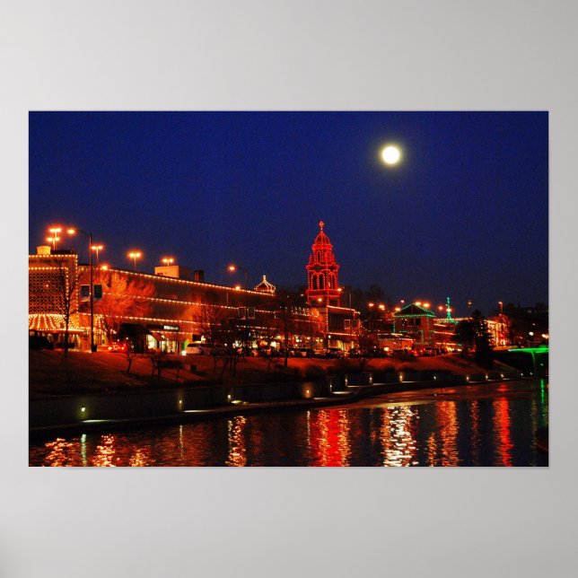 Póster Kansas City Plaza se ilumina bajo una luna llena (Frente)