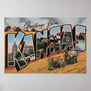 Póster Kansas (escena de Tractor y Hay Bailer)