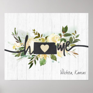 Póster Kansas Estado Personalizado Tu Ciudad Hogar Rústic
