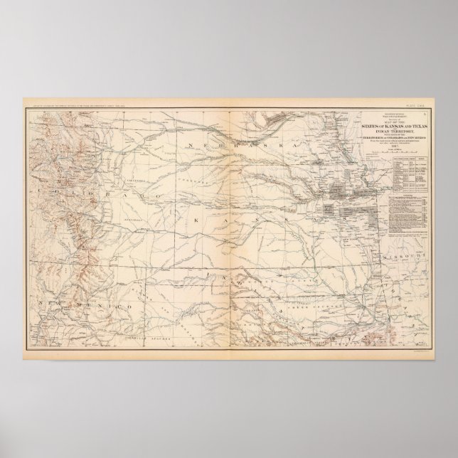 Póster Kansas, Texas, Indian Territory (Frente)