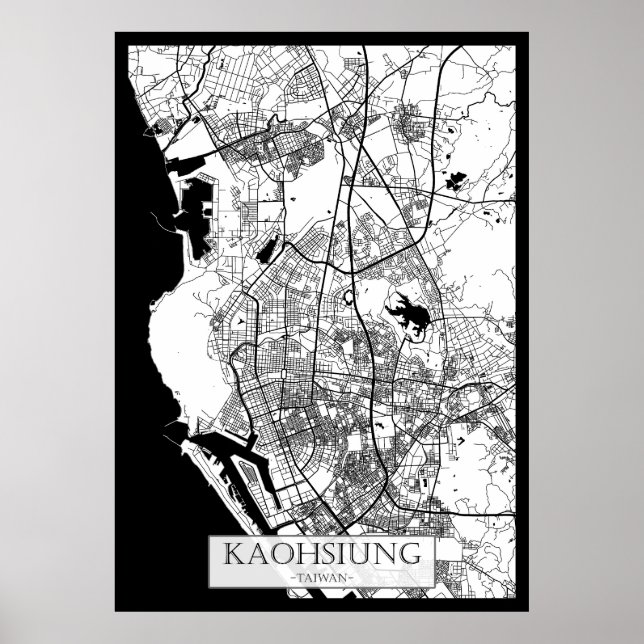 Póster Kaohsiung City Taiwan Map (Frente)
