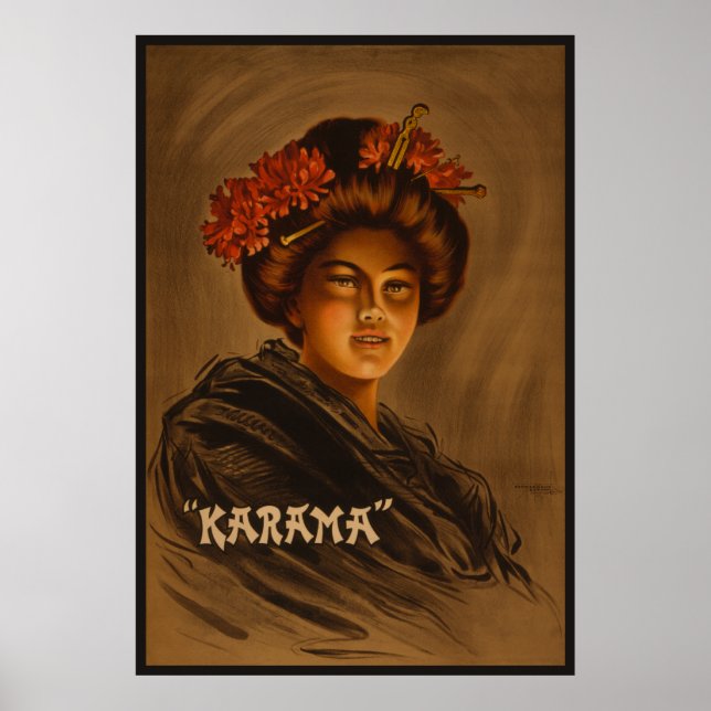 Póster Karama Japonesa Geisha Oiran Chica Cortesía (Frente)