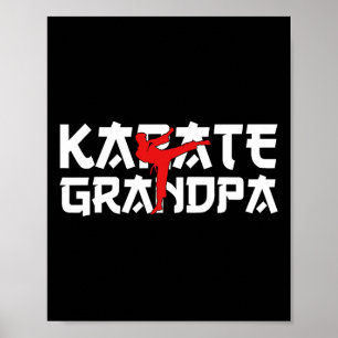 Póster Karate Abuelo Cinturón Negro luchando contra el es