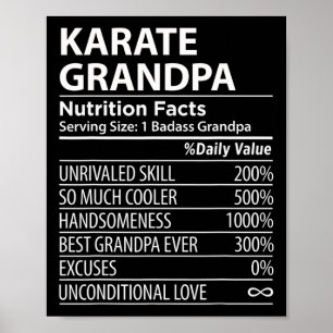 Póster Karate Abuelo Nutrición Hechos Graciosos Abuelo de