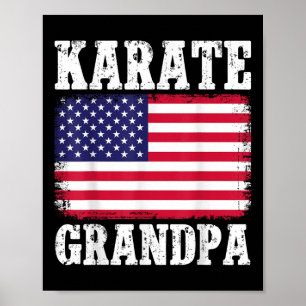 Póster Karate Abuelo Patriótico Bandera Estadounidense Ar