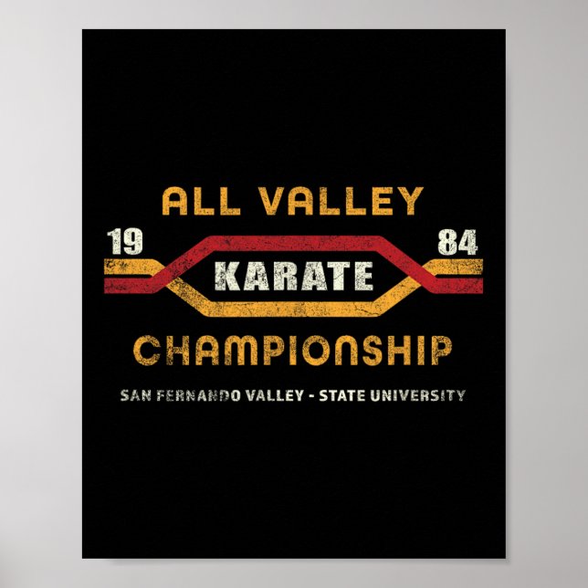 Póster Karate All Valley 1984 Mens Womens Kid Funny Graph (Frente)