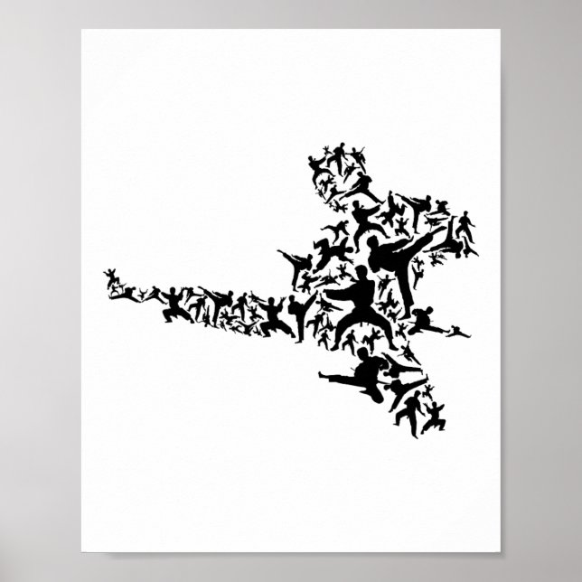 Póster Karate Artes Marciales Volando Kick Boxing Kickbox (Frente)