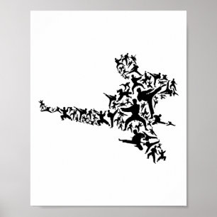 Póster Karate Artes Marciales Volando Kick Boxing Kickbox