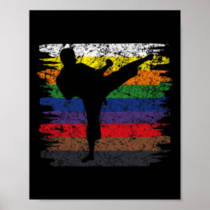 Póster Karate Belt Colores Silhouette Martial Arts Boy