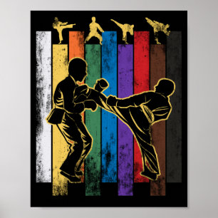 Póster Karate Belt Silhouette Martial Arts Sport