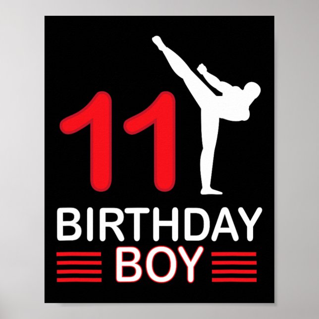 Póster Karate Cumpleaños Tee Boy Gira a los niños Taekwon (Frente)