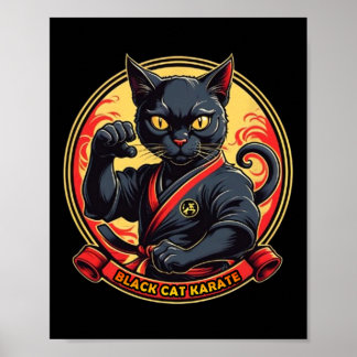 Póster Karate De Gato Negro Para Hombres Mujeres Niños