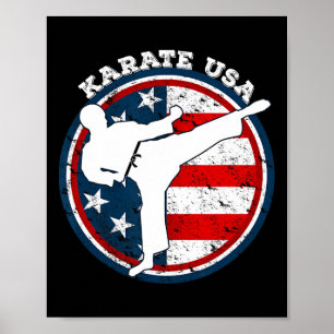 Póster Karate De Guay Con Bandera Estadounidense Para Niñ