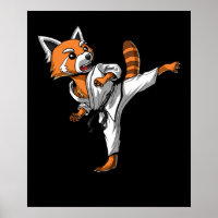 Karate de oso panda rojo