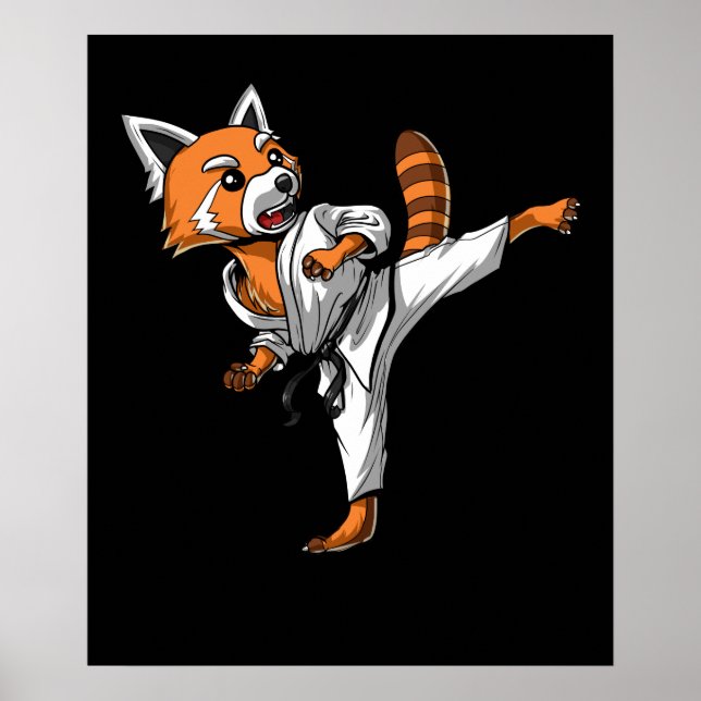 Póster Karate de oso panda rojo (Frente)