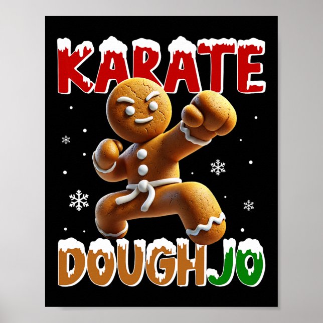 Póster Karate Doughjo Funny Martial Arts Punch Gingerbrea (Frente)