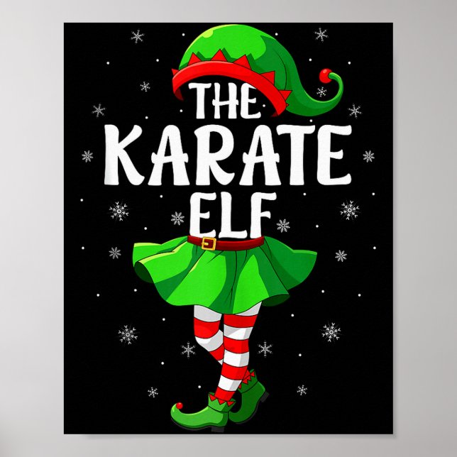 Póster Karate Elf Christmas Girls Women Elf Squad Xmas Fa (Frente)