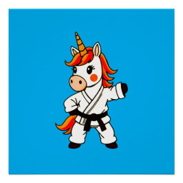 Póster Karate  et unicorn .Fantastique art martial 