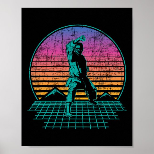 Póster Karate Fighter - Retro Karateka Martial Arts Self  (Frente)