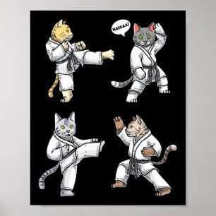 Póster Karate Gats Martial Art Training Black Belt Taekwo