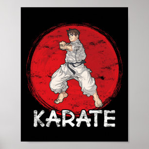 Póster Karate Grunge Diseño Un Hombre Al Estilo Anime Hac
