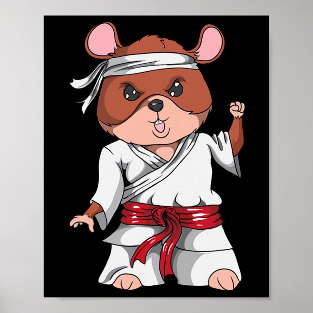 Póster Karate Hamster Kickboxing Martial Art Jiu Jitsu Fa (Frente)