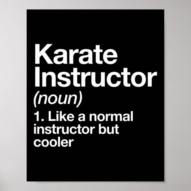 Póster Karate Instructor Definition Funny Martial Arts Tr (Frente)