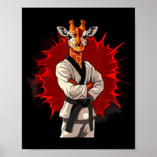 Póster Karate Jirafa Animal Mma Taekwondo Artes Marciales