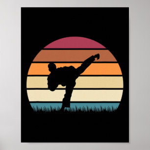 Póster Karate Jujitsu Artes Marciales Hombres Retro