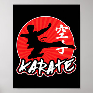 Póster Karate Jumping Side Kick Japonés