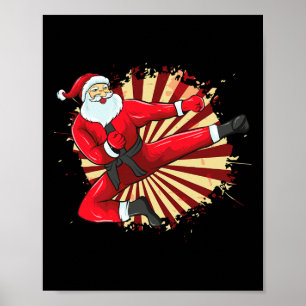 Póster Karate Kick Santa Judo Taekwondo Martial Arts