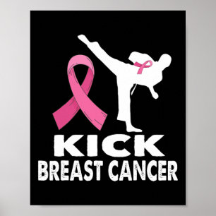 Póster Karate Kick Trompe Conciencia sobre el Cáncer Rosa