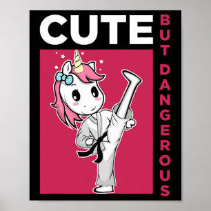 Póster Karate lindo pero peligroso Taekwondo Unicornio