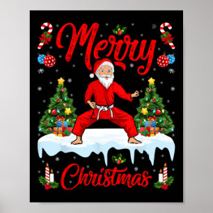 Póster Karate Martial Art Lover Navidad Santa Jugando al