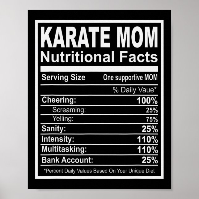 Póster Karate Mom Nutrition Hacts (Frente)