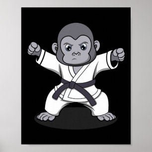 Póster Karate Monkey Ironic Wildlife Ape Fighter
