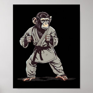 Póster Karate Monkey Kickboxing Judo Jiu-jitsu Mma Martia