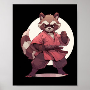 Póster Karate Raccoon Anime Racoon Artes Marciales T Mart