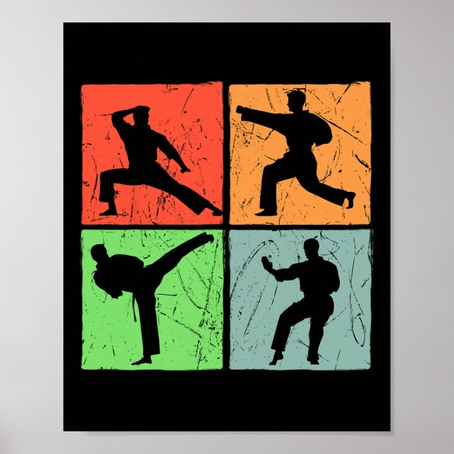 Póster Karate Retro Cinturón Negro Amor de las artes marc (Frente)