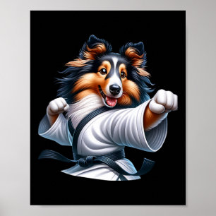 Póster Karate Shetland Sheepdog Humor gracioso para los a