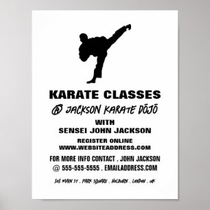 Póster Karate Silhouette, publicidad de clase Karate