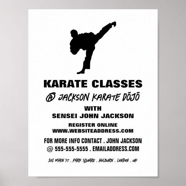 Póster Karate Silhouette, publicidad de clase Karate (Frente)
