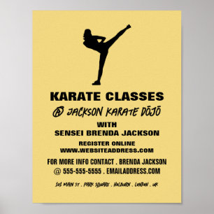 Póster Karate Silhouette, publicidad de clase Karate