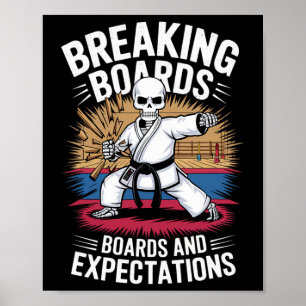 Póster Karate Skeleton - Rompiendo Placas Y Expectativas