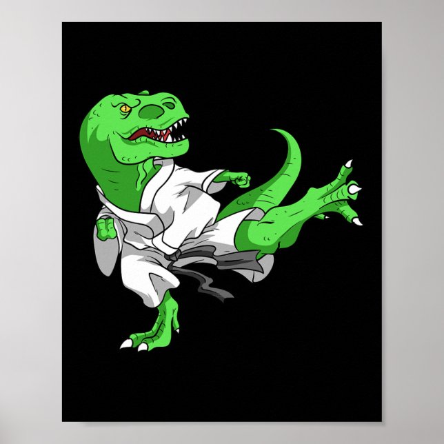 Póster Karate T-rex Dino Estudiante Dinosaurio Profesor K (Frente)